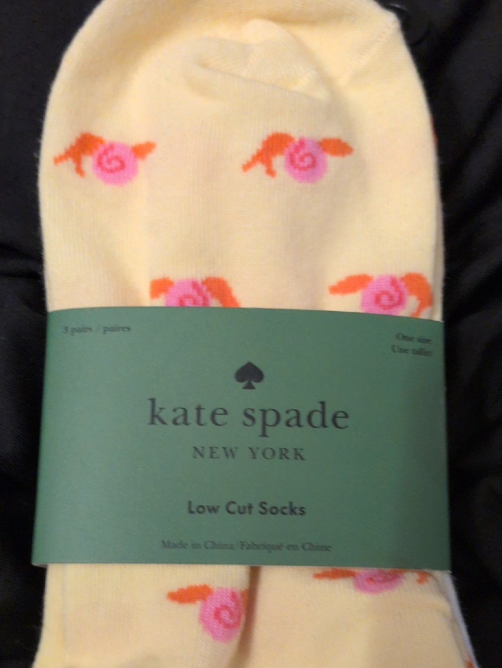 kate spade yellow Socks with Pink & Orange Snails
